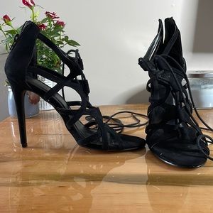 Lace up black heels